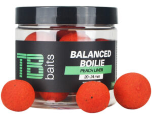 TB Baits Vyvážené Boilie Balanced + Atraktor Peach Liver 100 g 20-24 mm