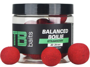 TB Baits Vyvážené Boilie Balanced + Atraktor Strawberry 100 g 20-24 mm