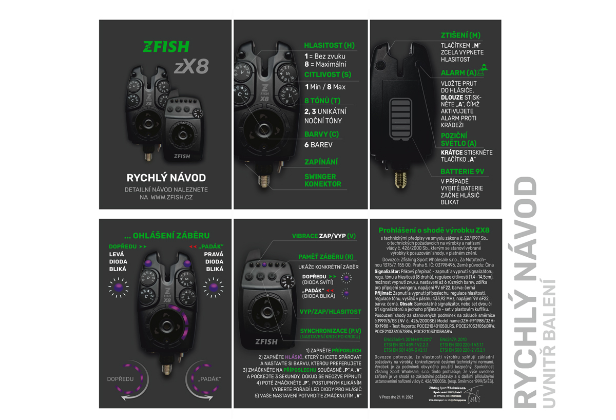 ZFISH Sada Hlásičů Bite Alarm Set Zx8 PRO 2+1 - MojeRybárstvo.sk ZFISH Sada Hlásičů Bite Alarm Set Zx8 PRO 2+1 – Obrázok 7
