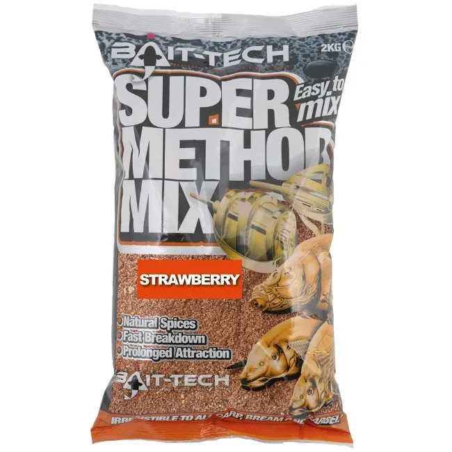 Bait-Tech krmítková směs Super Method Mix Strawberry 2 kg - MojeRybárstvo.sk Bait-Tech krmítková směs Super Method Mix Strawberry 2 kg