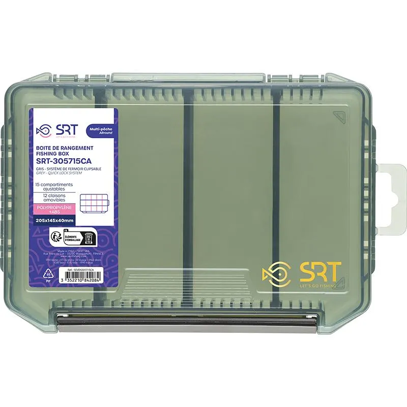 Sert krabička 15 Adjustable Compartments Grey (205x145x40 mm) - MojeRybárstvo.sk Sert krabička 15 Adjustable Compartments Grey (205x145x40 mm)