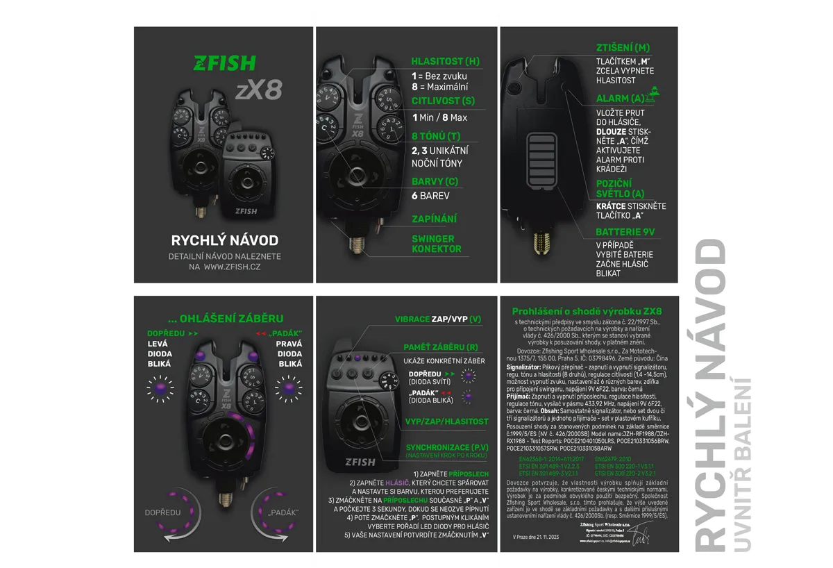ZFISH Sada Hlásičů Bite Alarm Set Zx8 PRO 4+1 - MojeRybárstvo.sk ZFISH Sada Hlásičů Bite Alarm Set Zx8 PRO 4+1 – Obrázok 6
